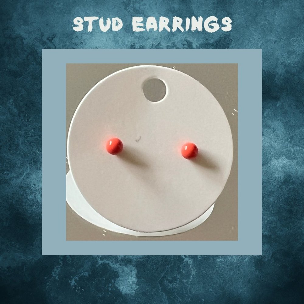 4/$20 Fun Orange Ball Stud Earrings  ~ NEW
